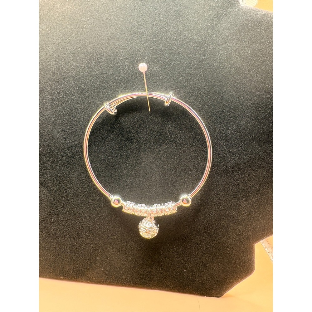 Silver Bracelet with Beautiful‎ Silver Globe Dangle